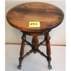 vintage claw foot/marble wooden piano stool. Adjustable.