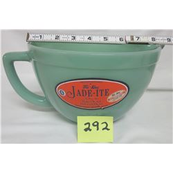 NEW Anchor Hocking Fire King 2000 Jade-ite green 2 quart batter bowl, stickers.