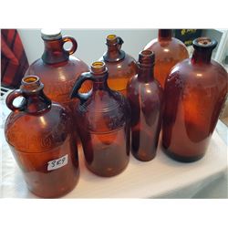 7 Brown Jugs ANTIQUE