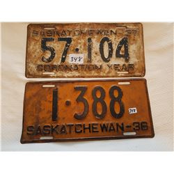 License plate 1936, 1937