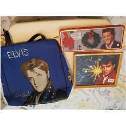 Elvis memrobilia, picture and bag