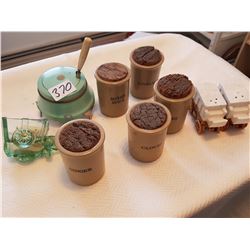 Mixed lot with 5 spice ceramic containers