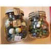 Image 1 : 2 jars of marbles lots of mini. Some rare and some large.