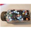 Image 4 : big jar of rare marbles in blue ribbon coffee jar