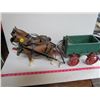 Image 1 : Horse And Wagon-Hand Cut Harness and Handmade Wagon
