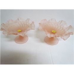 Pair of Pink Pastel Footed Dishes