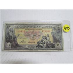 1935 Canadian Bank Of Commerece $20 Bill serial #138140
