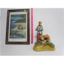 Vintage Golf Print (Framed) + Figurine