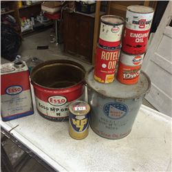 8 Oil and Grease Tins-Northstar,Gulf,Esso Etc