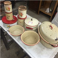 Enamal Ware and Canister Pieces