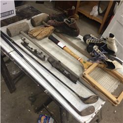 Lot Of Sports Items-Skates,Clubs,Ball,Glove etc