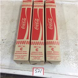3 Coca Cola Cup Sleeves NOS 100pc per box  7oz Cups