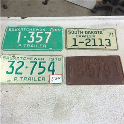 4 Trialer License Plates 1946,1969,1970,1971