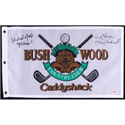 Michael O'Keefe & Cindy Morgan Signed "Bush Wood Country Club" Caddyshack Golf Pin Flag (PSA COA)