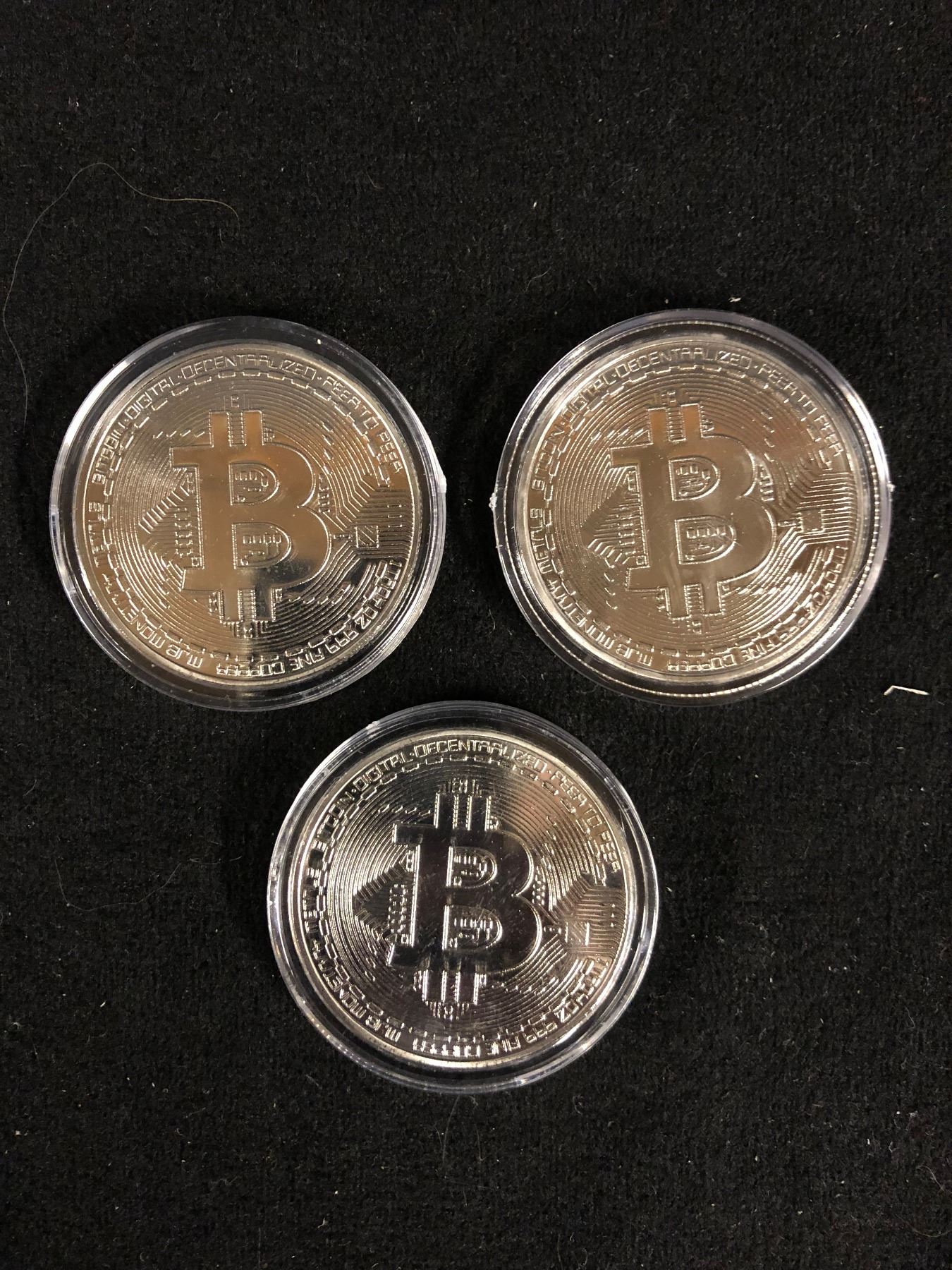 Bitcoin 1 oz .999 Pure Solid Silver Plated Commemorative Coins ...