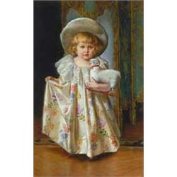 Unknown painter: Girl with lamb