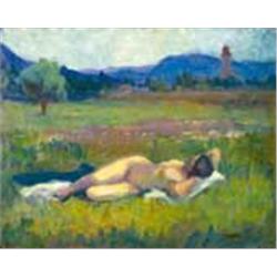 János Thorma (1870-1937): Lying woman 