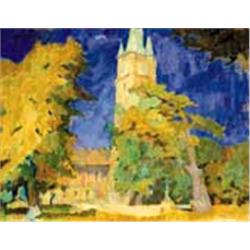 Oszkár Nagy (1883-1965): The Saint Stephan tower in Nagybánya, 1953