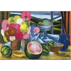 Dávid Jándi (1893-1944): Big still-life with melon