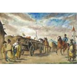 Gyula Rudnay (1878-1957): Wain with hussars, 1939