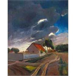 István Ilosvai Varga (1895-1978): Storm-clouds above the village, 1930