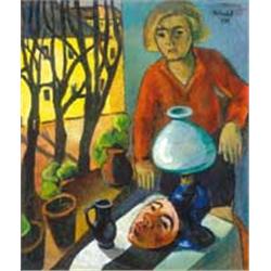 Róza Molnár (1900-1977): Self-portrait with mask, 1929-30