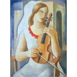 Jeno Gábor (1893-1968): Woman with violin, 1933
