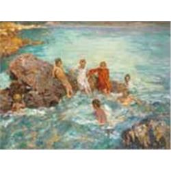 Gusztáv Magyar- Mannheimer (1859-1937): Bathing children