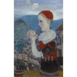 Vladimir Szabó (1905- 1991): Young lady with cat, 1926