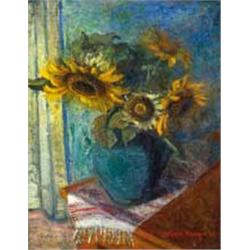 István Ilosvai Varga (1895-1978): Green still-life with sunflower  