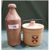 Image 1 : ANTIQUE STONEWARE INK BOTTLE & SMALL LIDDED CROCK