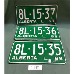 1968 ALBERTA LICENSE PLATES NEVER USED