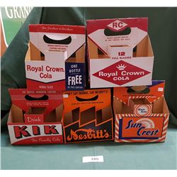 5 VINTAGE CARDBOARD POP CARTONS