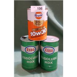 3 VINTAGE ESSO & GULF OIL CANS