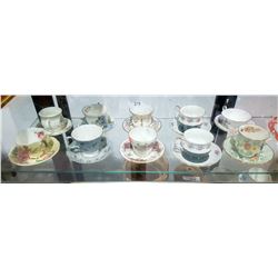 10 ENGLISH BONE CHINA TEACUPS/SAUCERS