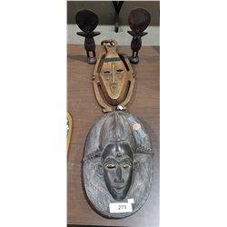 4 AFRICAN MASKS & FIGURES