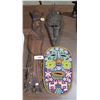 Image 1 : 3 AFRICAN MASKS & WOOD WALL PLAQUE