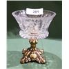 Image 1 : PINWHEEL CRYSTAL BOWL ON ORNATE BRASS PEDESTAL