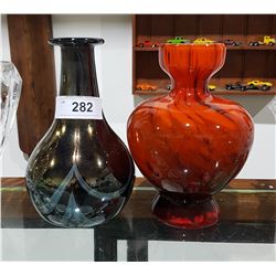 2 ART GLASS VASES