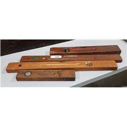 4 ANTIQUE WOOD LEVELS