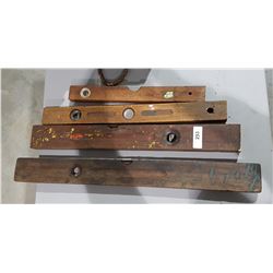 4 ANTIQUE WOOD LEVELS