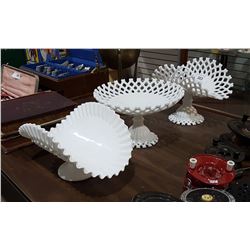 THREE MILK GLASS PIECES