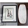 Image 1 : SIGNED DANNY DENNIS PRINT & NATIVE PAINTED DISH
