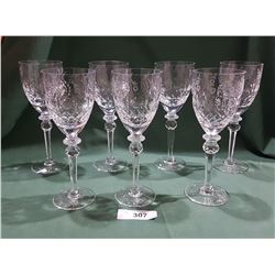 BEAUTIFUL SET OF 7 HANDCRAFTED LEAD CRYSTAL STEMWARE