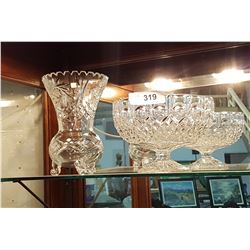 PINWHEEL CRYSTAL VASE & CRYSTAL PEDESTAL BOWL