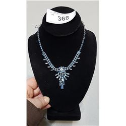 VINTAGE STERLING SILVER & BLUE CRYSTAL NECKLACE