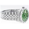 Image 2 : Rolex Mens Stainless Steel Green Index Pyramid Diamond Datejust Wristwatch
