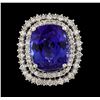 Image 2 : 18.03 ctw Tanzanite and Diamond Ring - 14KT White Gold