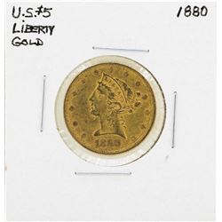 1880 $5 Liberty Head Half Eagle Gold Coin