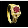 Image 4 : 1.02 ctw Ruby And Diamond Ring - 18KT Yellow Gold